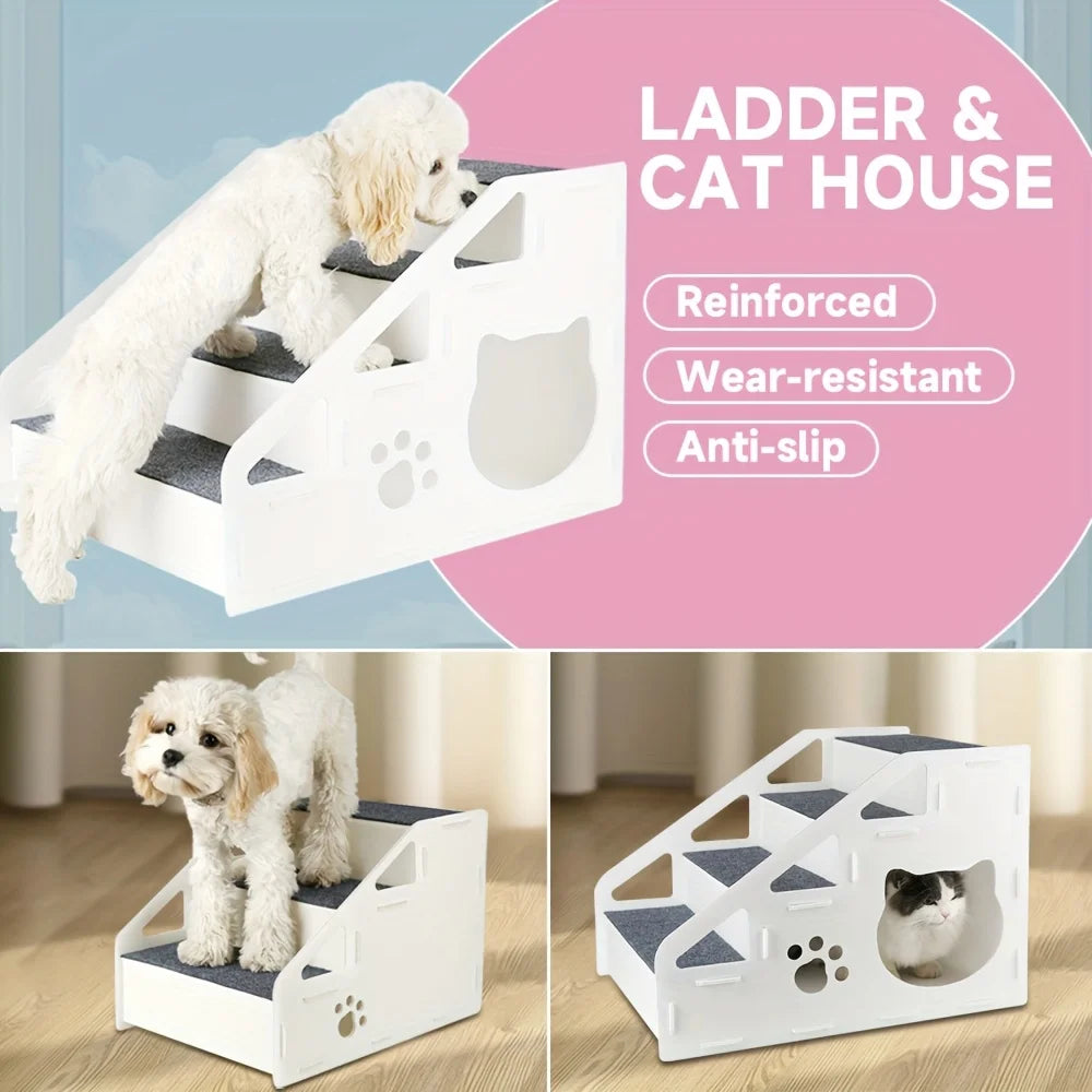 Portable Pet Stairs for Dogs & Cats – 3 or 4 Step Climbing Ramp for Beds, Sofas & Cars