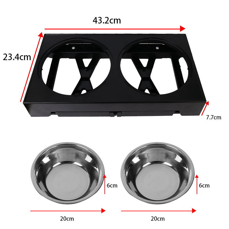 5 Height Adjustable Dog Bowl with Double Stainless Steel Bowls