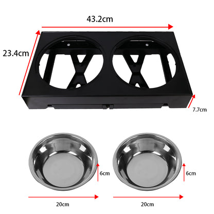 5 Height Adjustable Dog Bowl with Double Stainless Steel Bowls