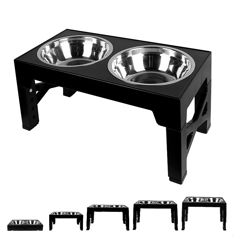 5 Height Adjustable Dog Bowl with Double Stainless Steel Bowls